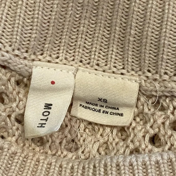 Anthropologie Moth Beige Open-weave Crew Sweater - Picture 6 of 9